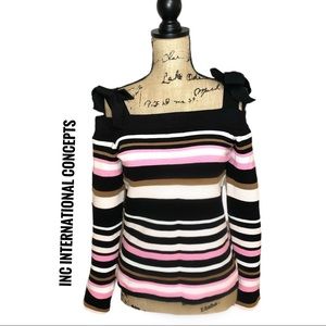 INC Cold Shoulder Multi Colored Sweater